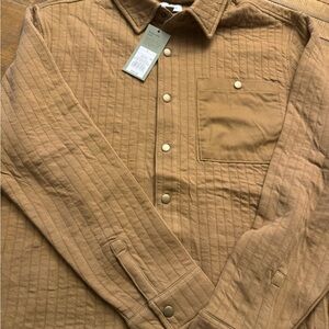 Goodfellow Mens L Tan Quilted Button-Up NWT